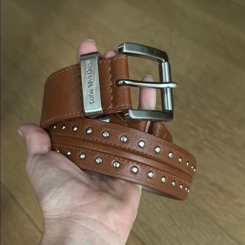 Michael Kors Tan Leather Studded Belt